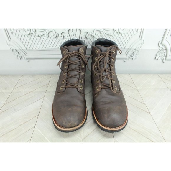 LL Bean Brown Leather Plain-Toe Bucksport Vibram Sole Work Boots Size 10 M - Picture 5 of 9